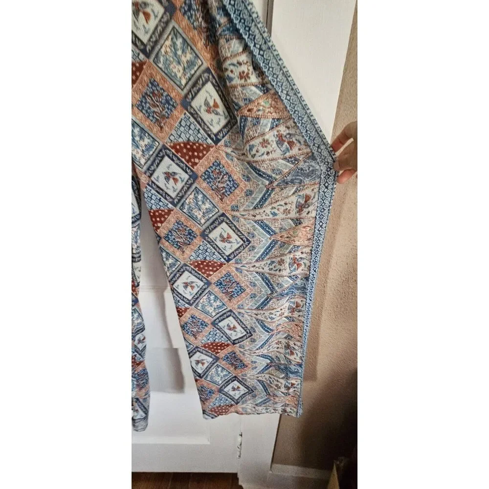Elevenses Anthropologie Wide Leg Wrap Pants Seaflower Print‎ Boho Sheer Size 0